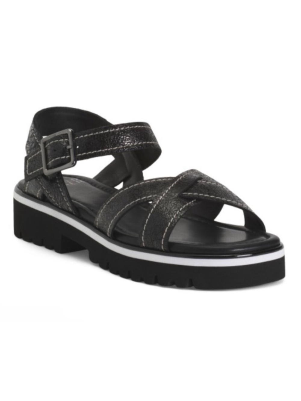 Women's Donald Pliner Black and White Pyper lug sole Platform Sandals 9